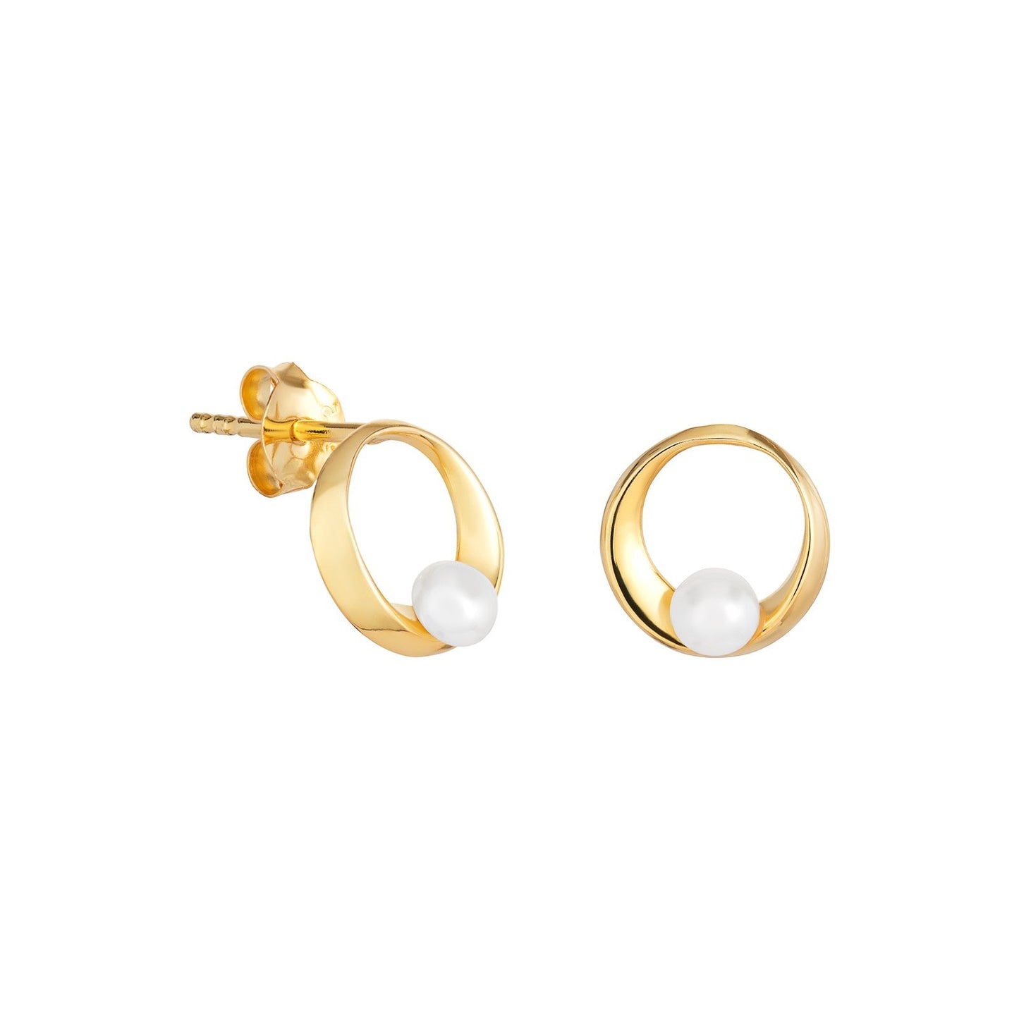 Dahlia Pearl Circle Earrings
