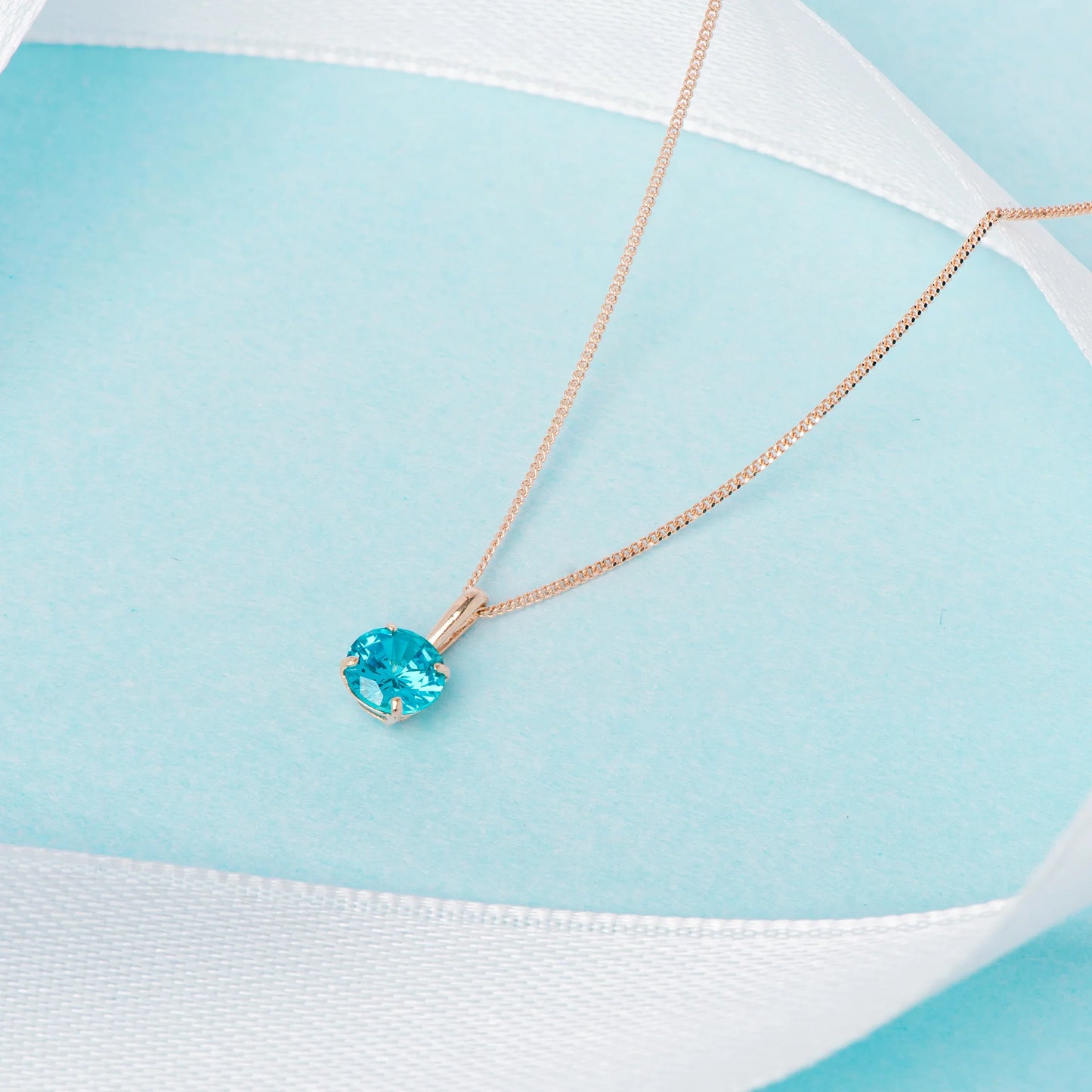 December Birthstone Blue Topaz Pendant Necklace