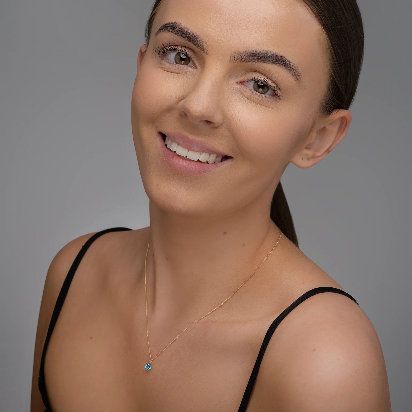 December Birthstone Blue Topaz Pendant Necklace