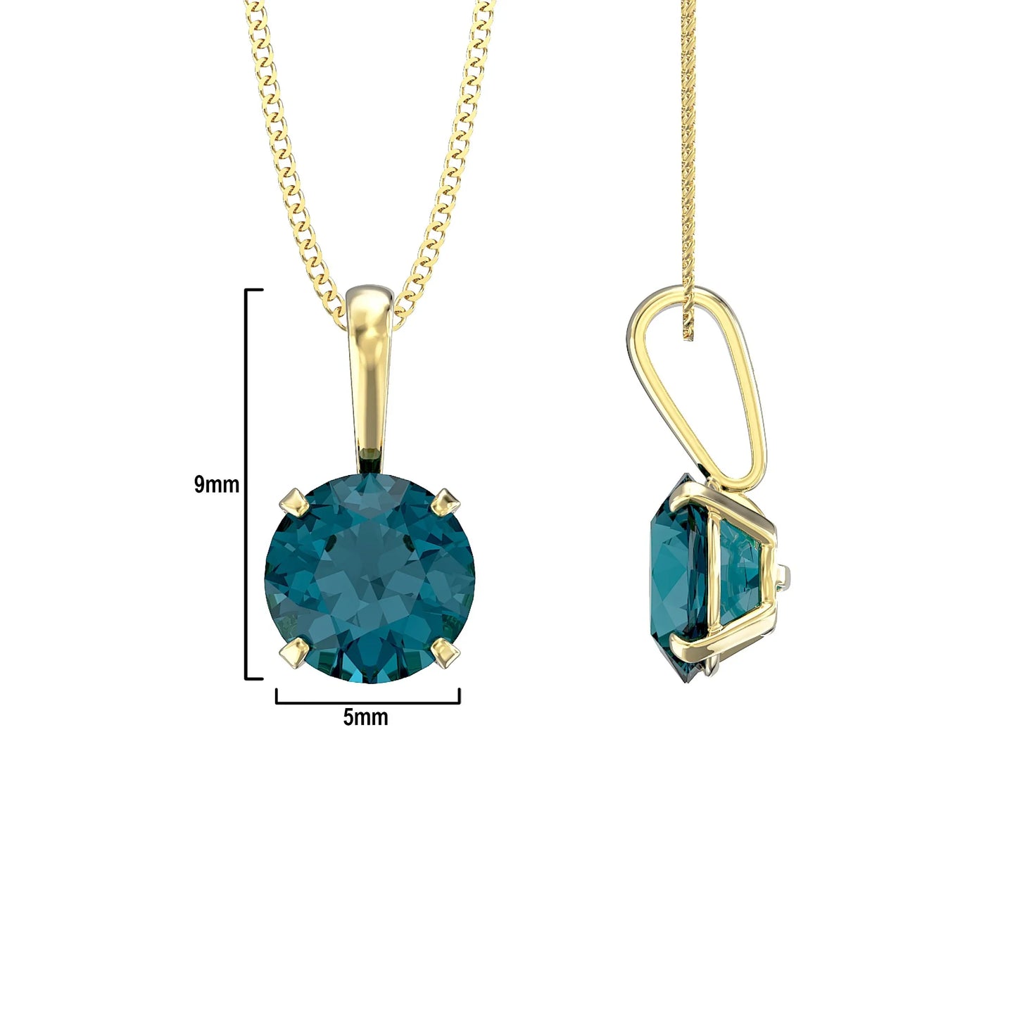 December Birthstone Blue Topaz Pendant Necklace