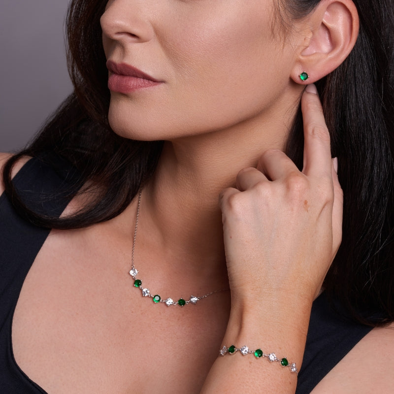 Lyla Round CZ Emerald Studs