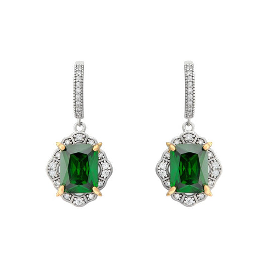 Emerald Cubic Zirconia Drop Earrings