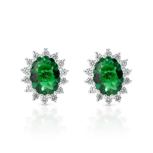 Emerald Cubic Zirconia Flower Earrings