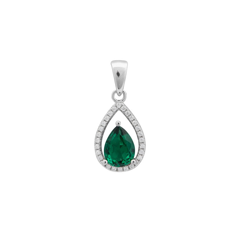 Emerald Cubic Zirconia Teardrop Necklace