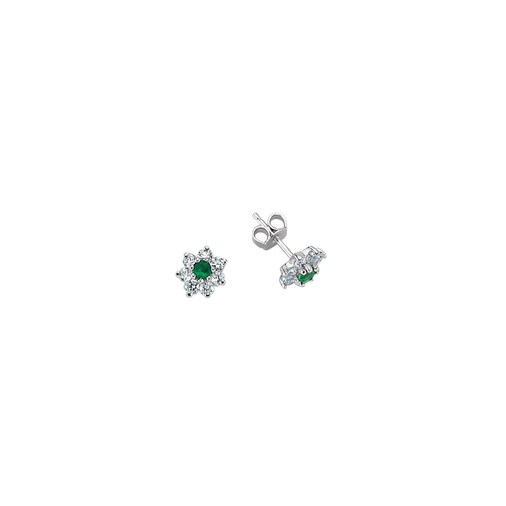 Emerald Flower Stud Earrings
