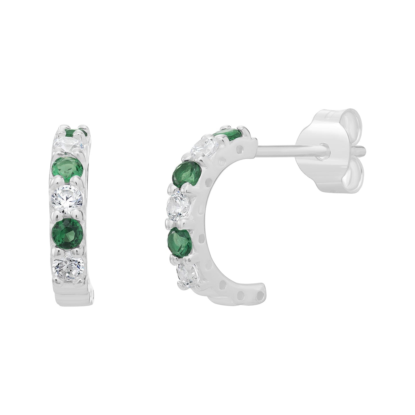 Emerald Half Hoop Earrings