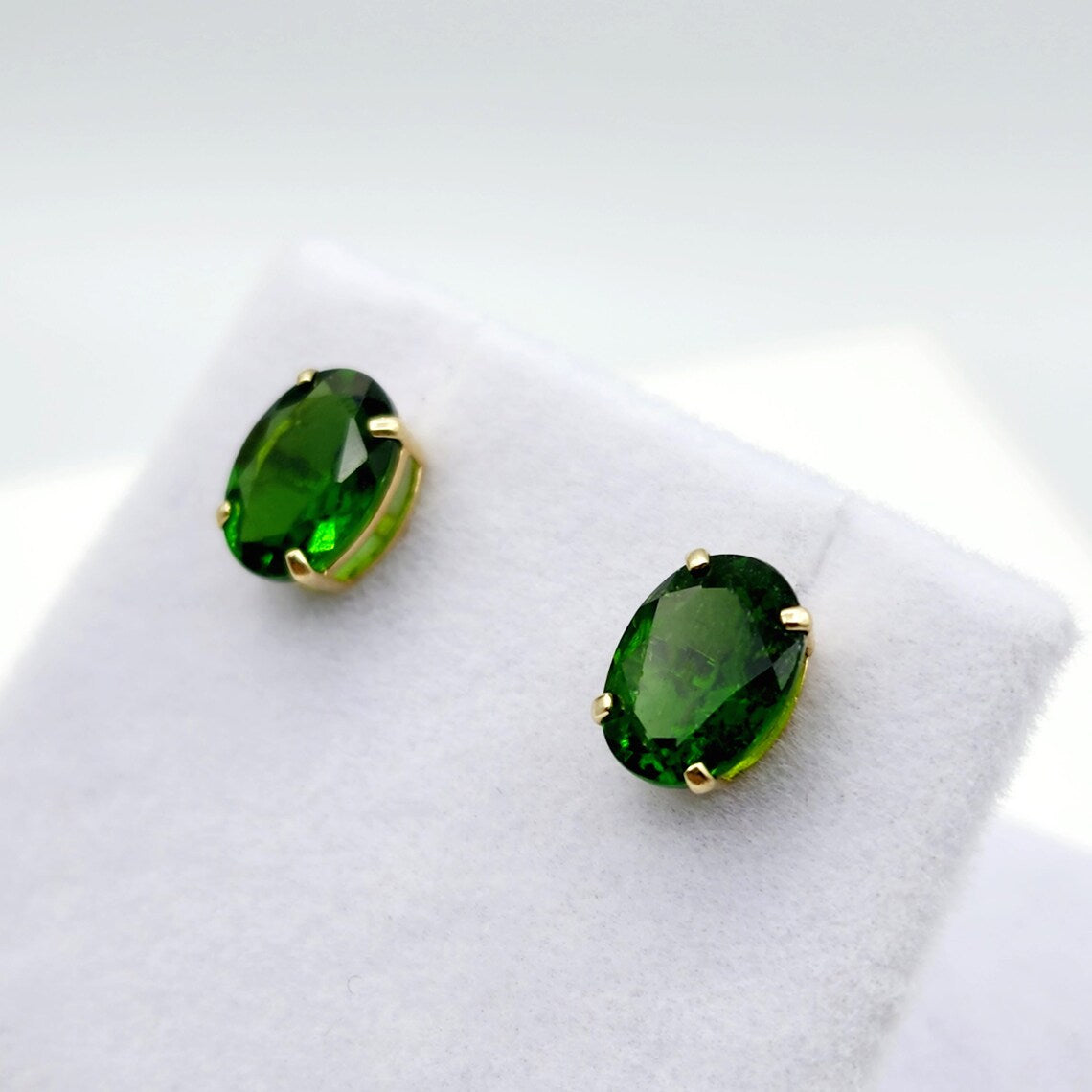 Emerald Oval Stud Earrings