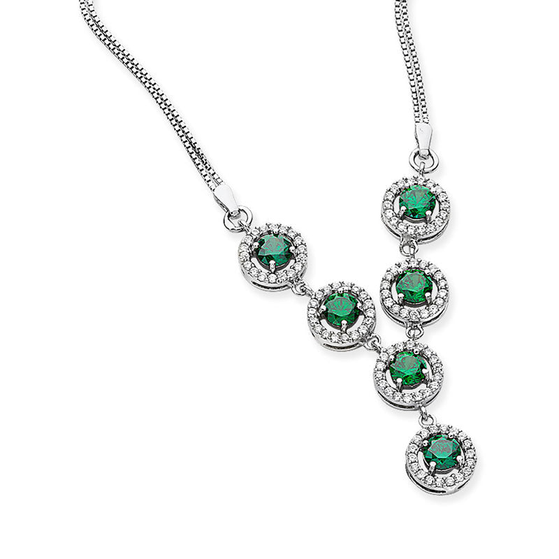 Emerald Statement Y Drop Necklace