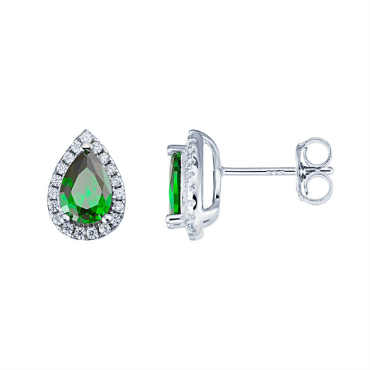 Emerald Teardrop Cubic Zirconia Earrings