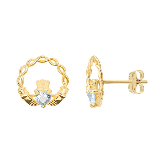 Fancy Claddagh Stud Earrings
