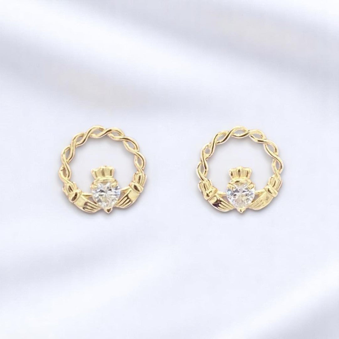 Fancy Claddagh Stud Earrings