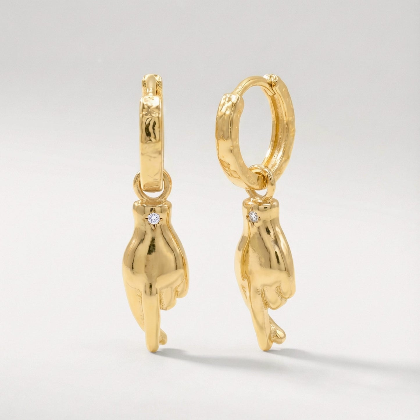 Faye Fingers Crossed Huggies | 18k Gold Plated