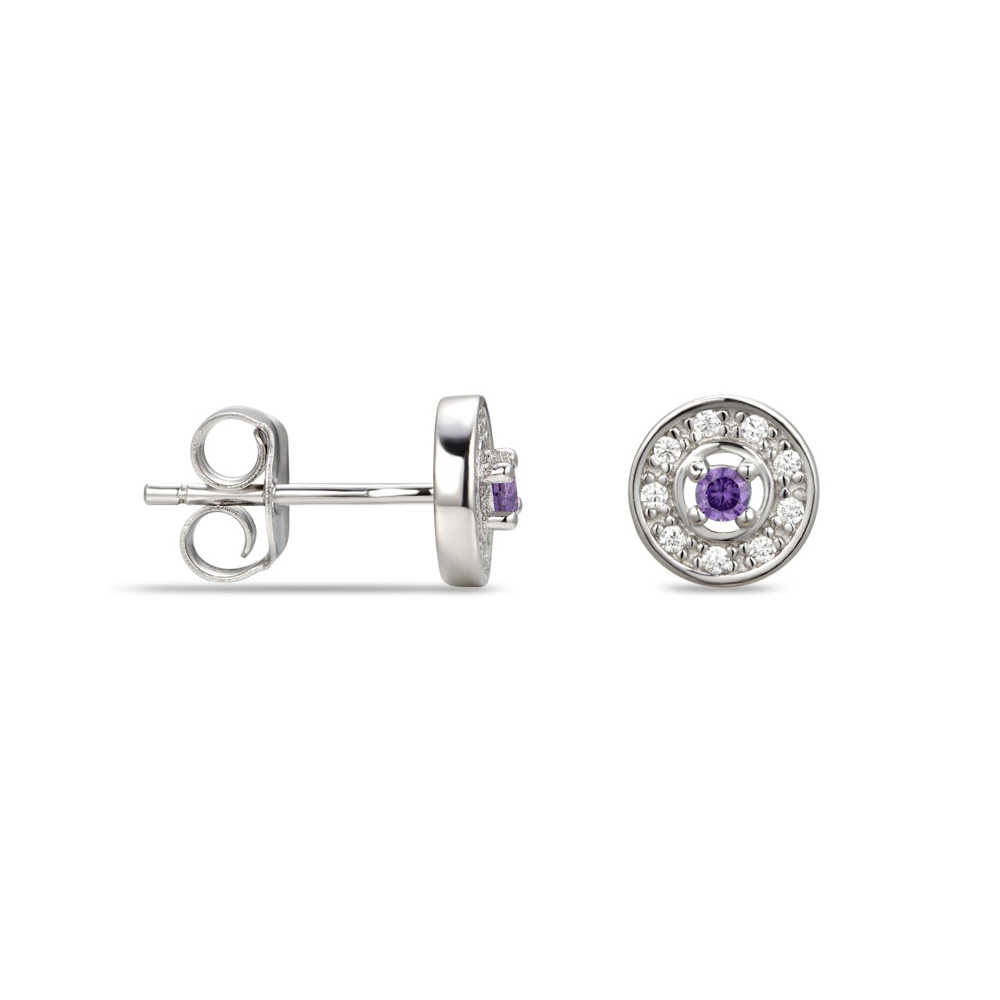 February Cubic Zirconia Birthstone Stud Earrings