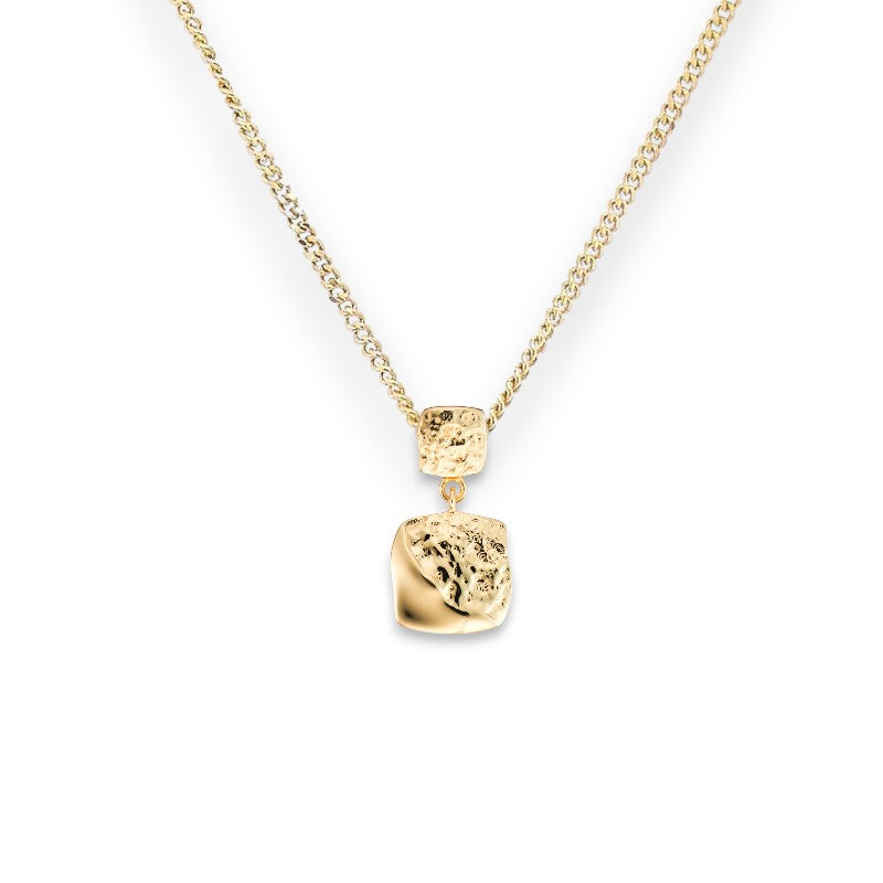 Fleur Square Crinkle Drop Necklace