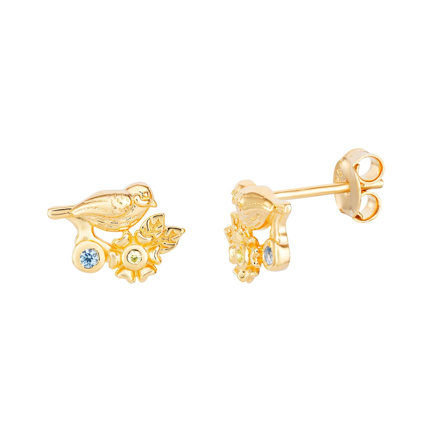 Flora and Bird Stud Earrings