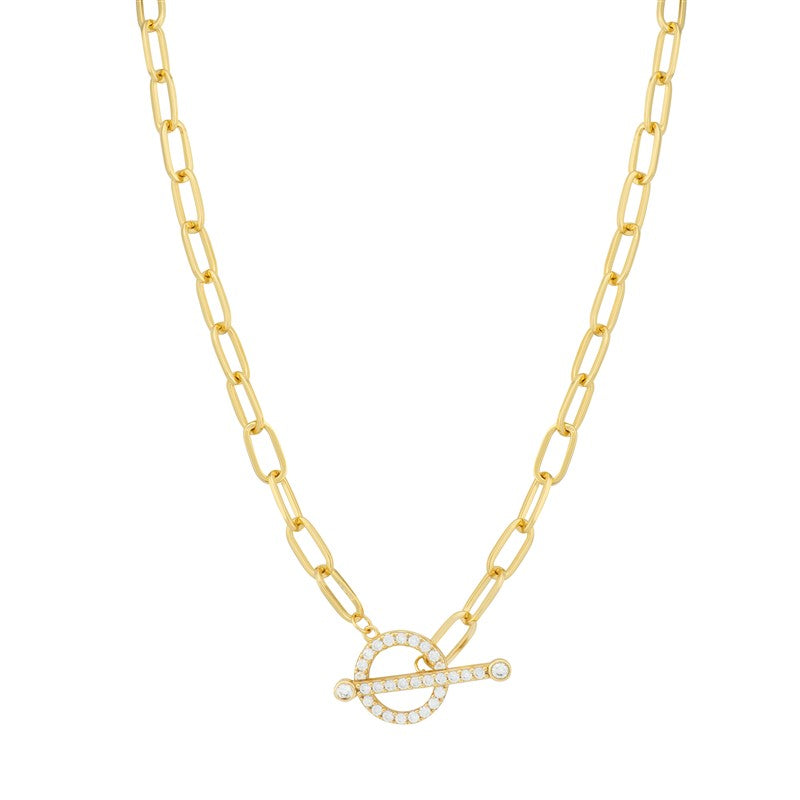 Gold Plated T-Bar Paperclip Necklace