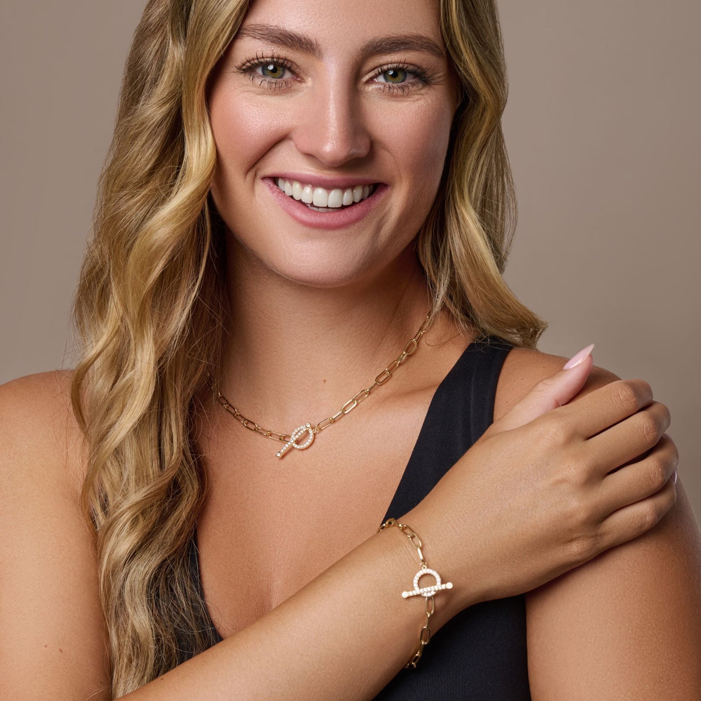 Gold Plated T-Bar Paperclip Necklace