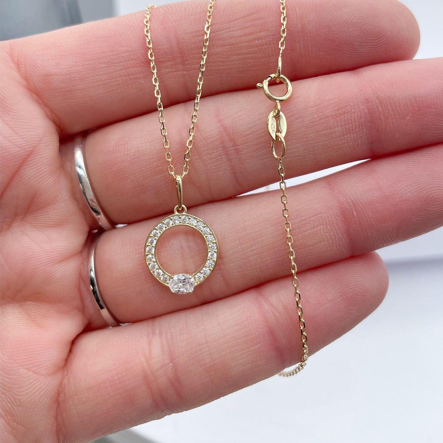Halo Drop Pendant Necklace