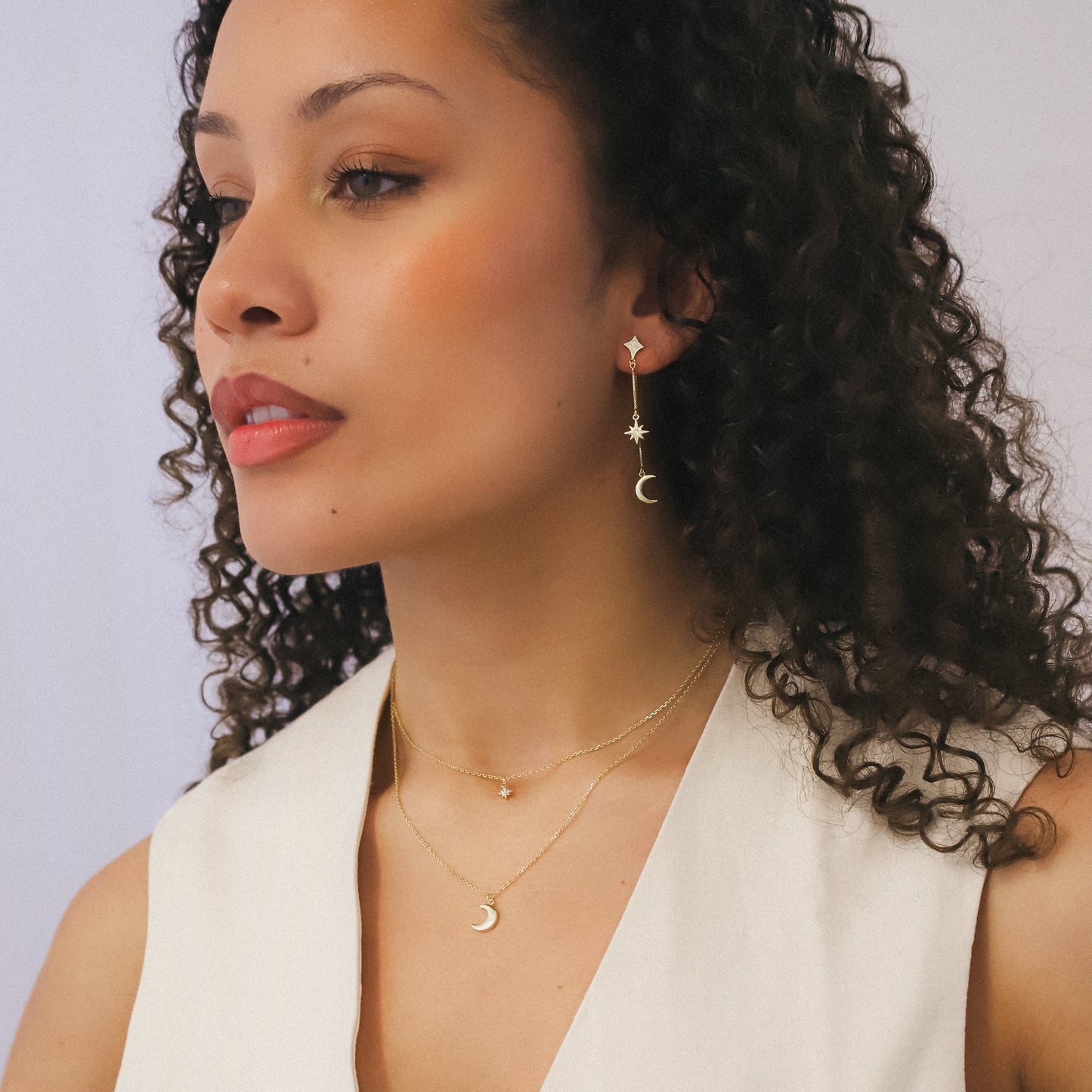 Harper Moon & Star Charm Necklace | 18k Gold Plated