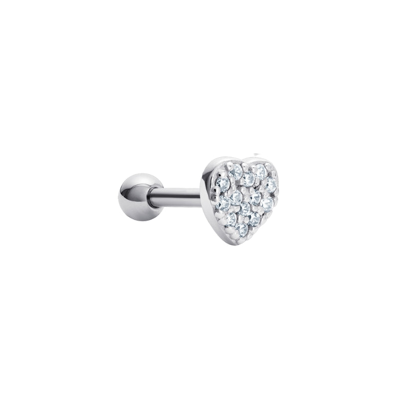 Sparkling Heart Barbell Stud