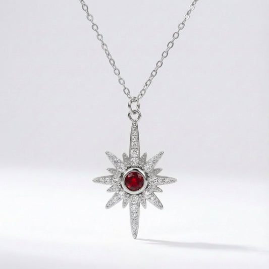 Heidi North Star Birthstone Necklace | 925 Sterling Silver