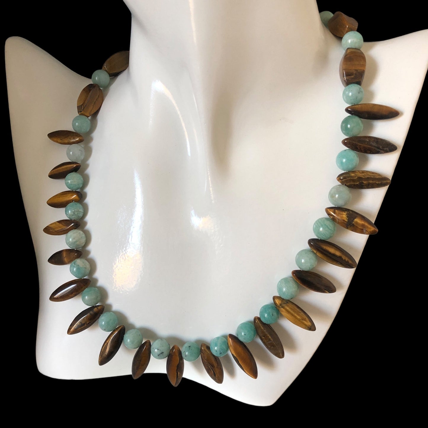 Amazonite and Tiger’s Eye Beaded Necklace