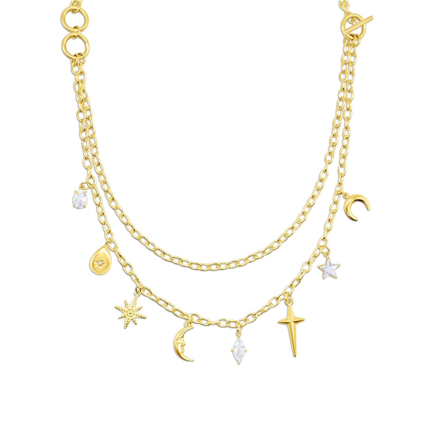 Gold Lyra Artemis Celestial Charm Necklace