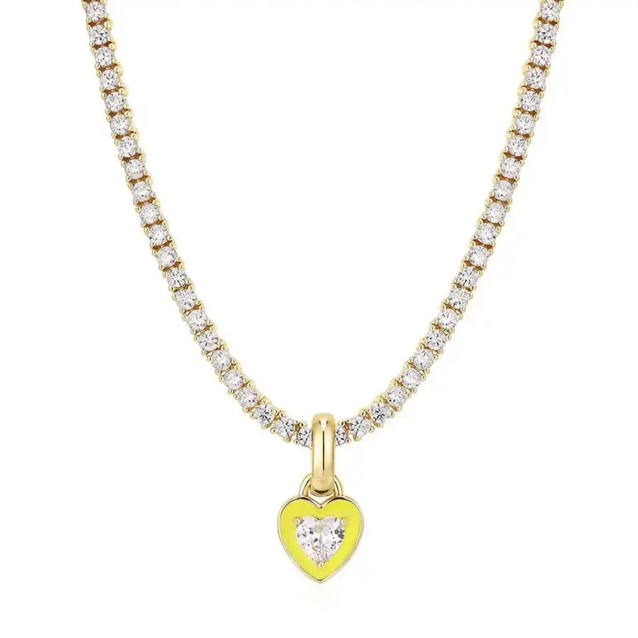 Sola Yellow Heart Charm Jewelled Necklace