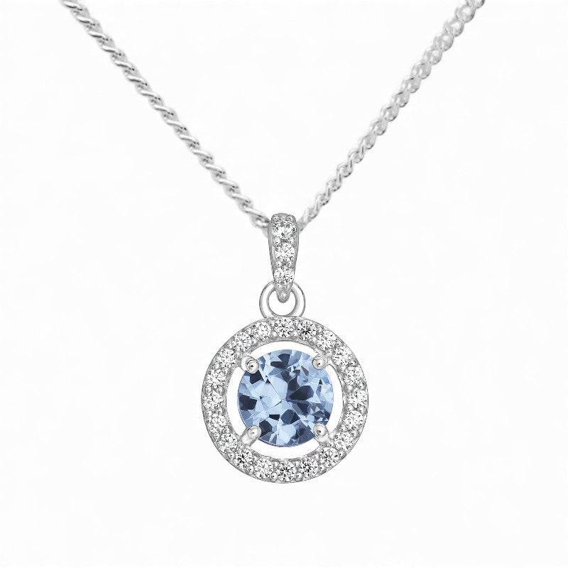 Ivy Cubic Zirconia Halo Pendant Necklace