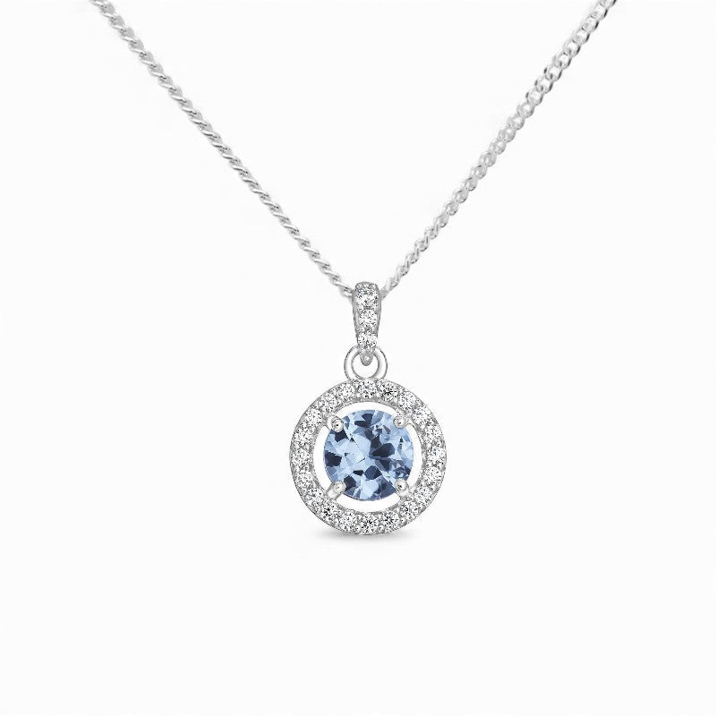 Ivy Cubic Zirconia Halo Pendant Necklace