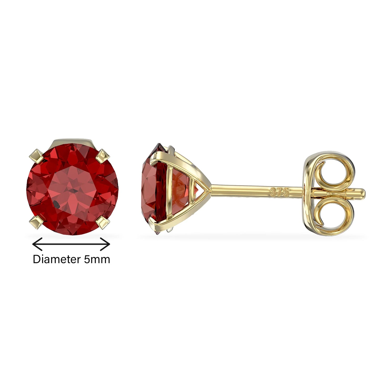 January Birthstone Garnet Stud Earrings