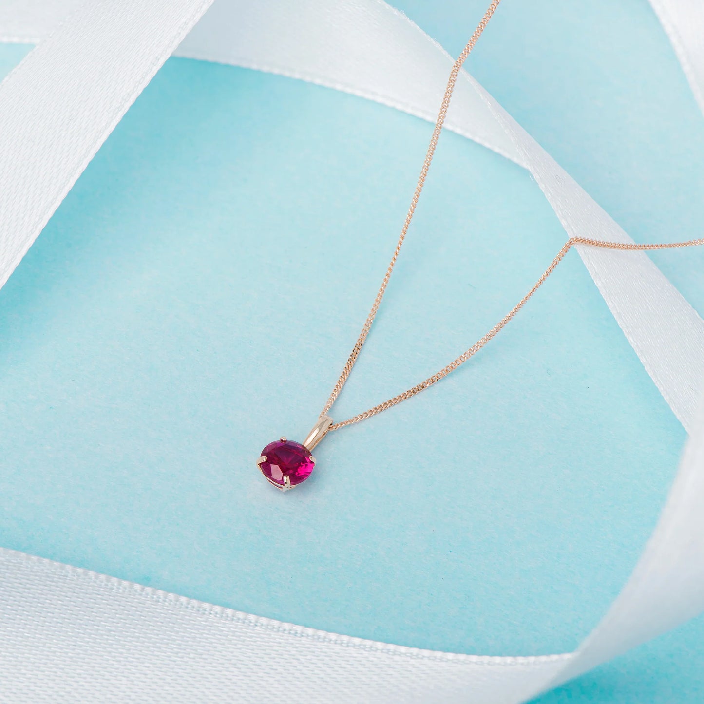 July Birthstone Ruby Pendant Necklace