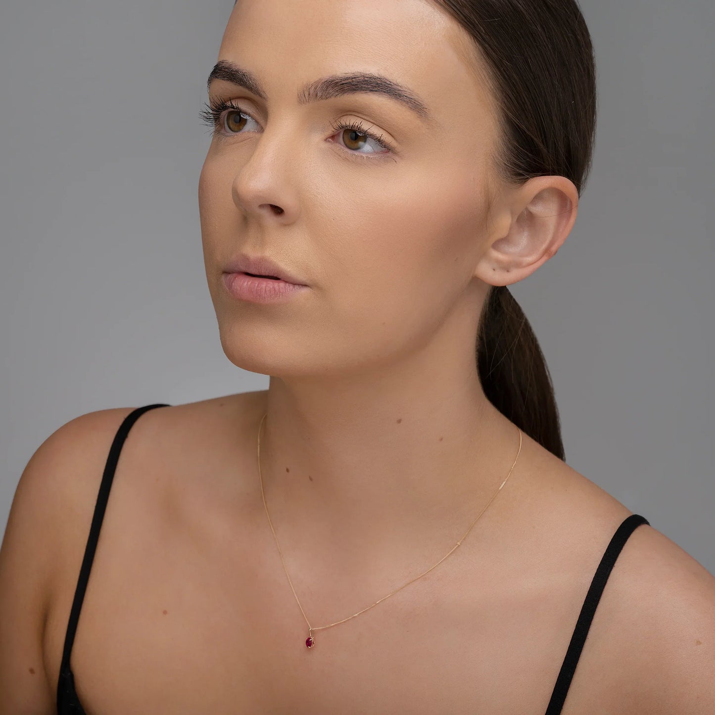 July Birthstone Ruby Pendant Necklace