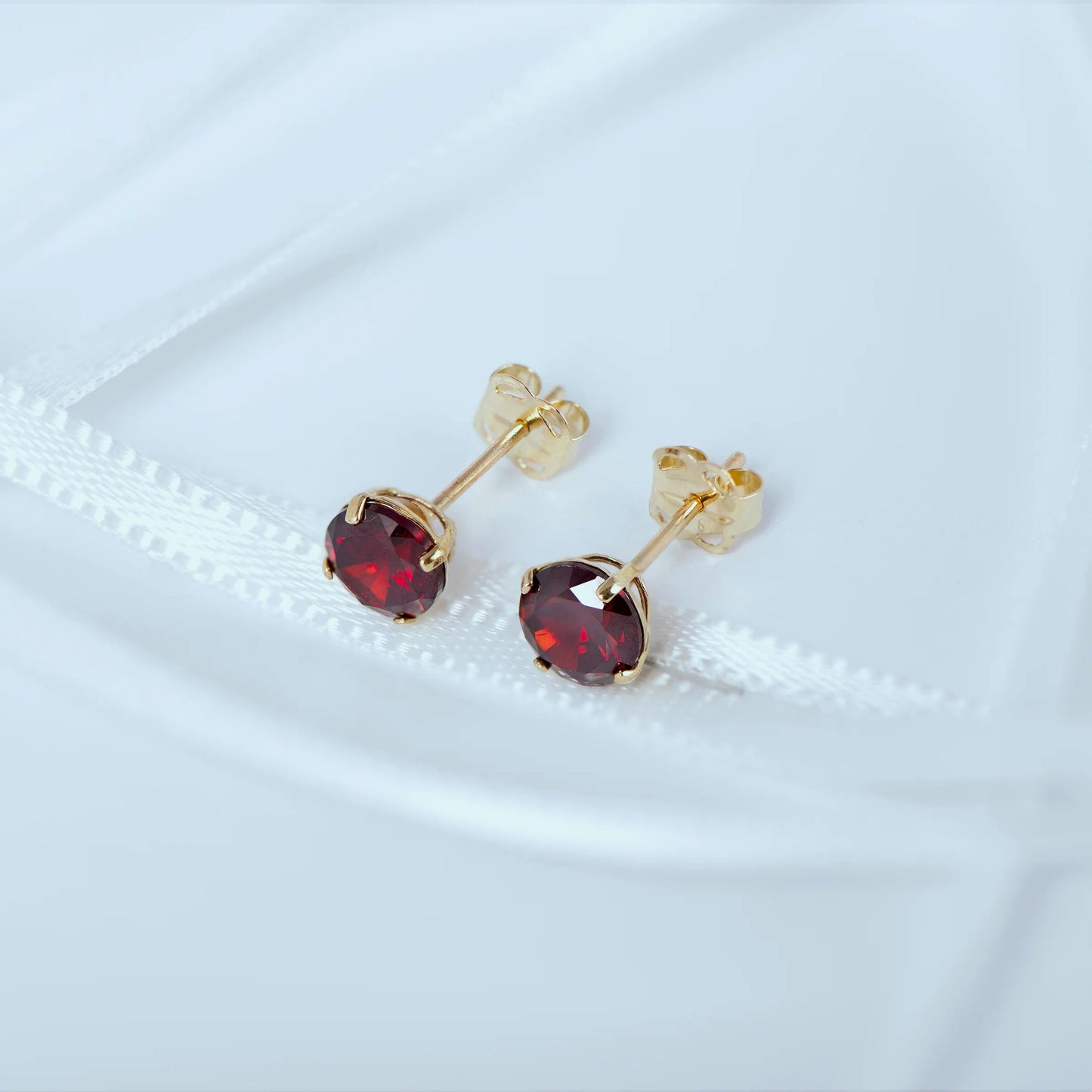 July Birthstone Ruby Stud Earrings