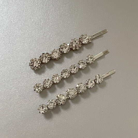Adalynne  Luxury Silver Jewelled Hair Slide Set
