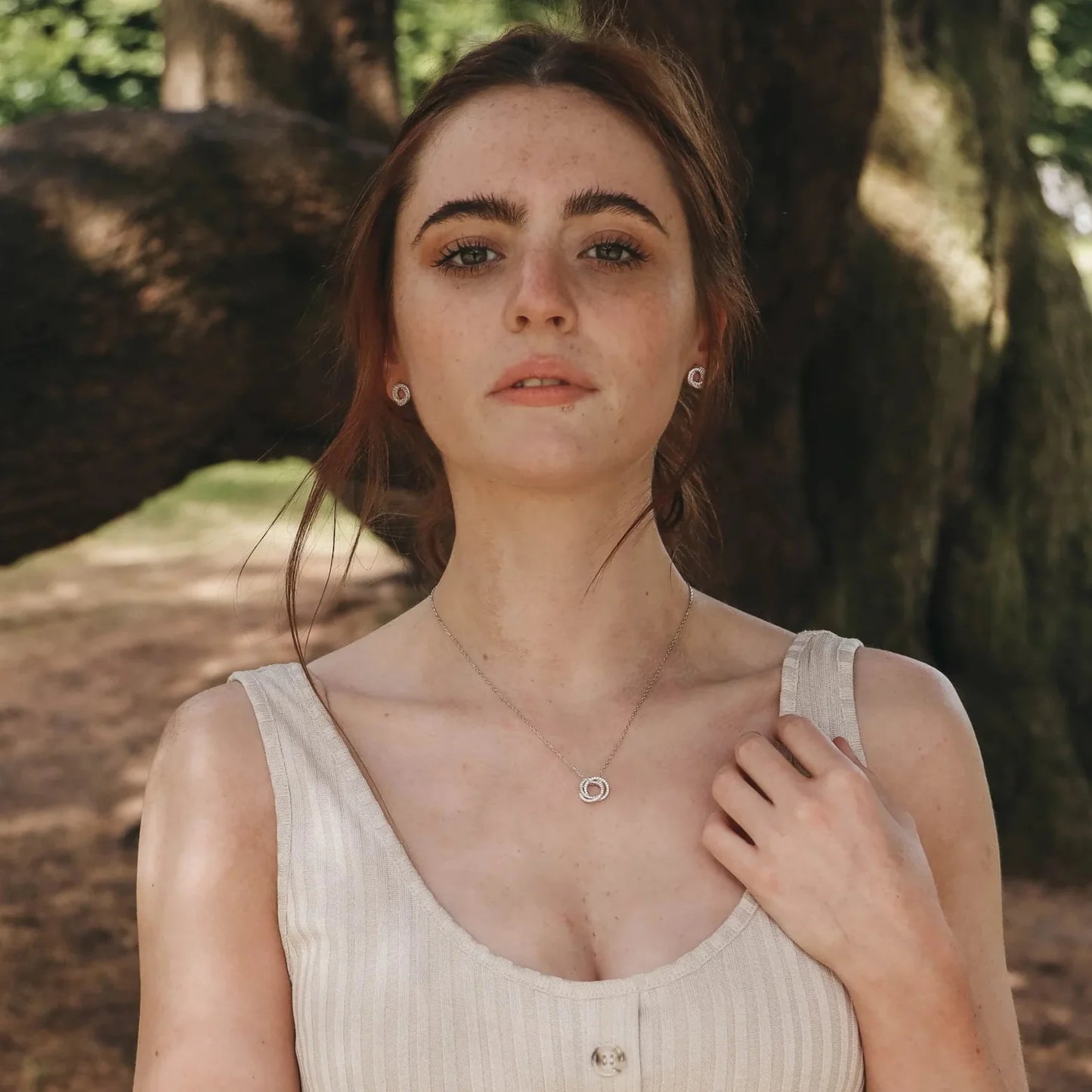 Layered Circle CZ Necklace