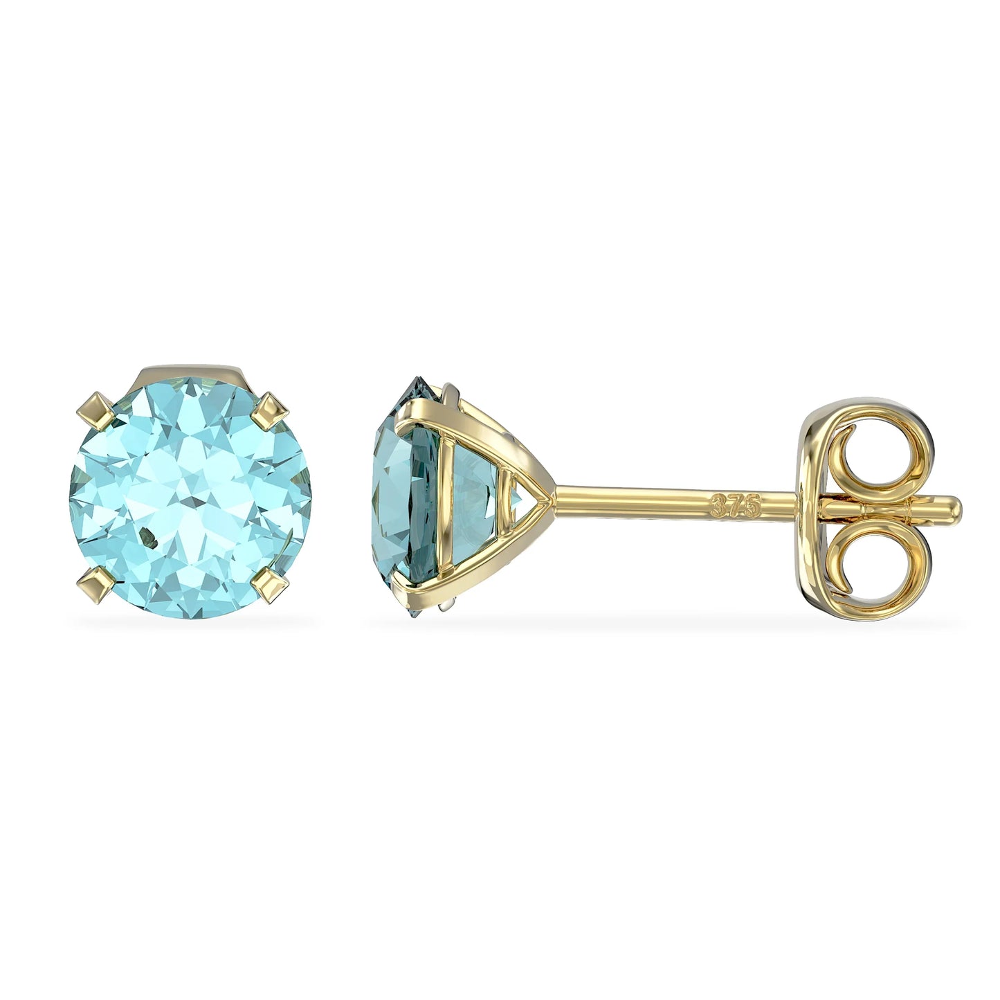 March Birthstone Aquamarine Stud Earrings