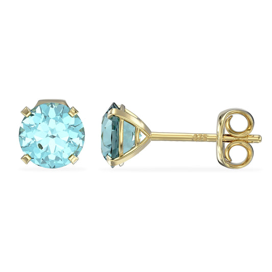 March Birthstone Aquamarine Stud Earrings