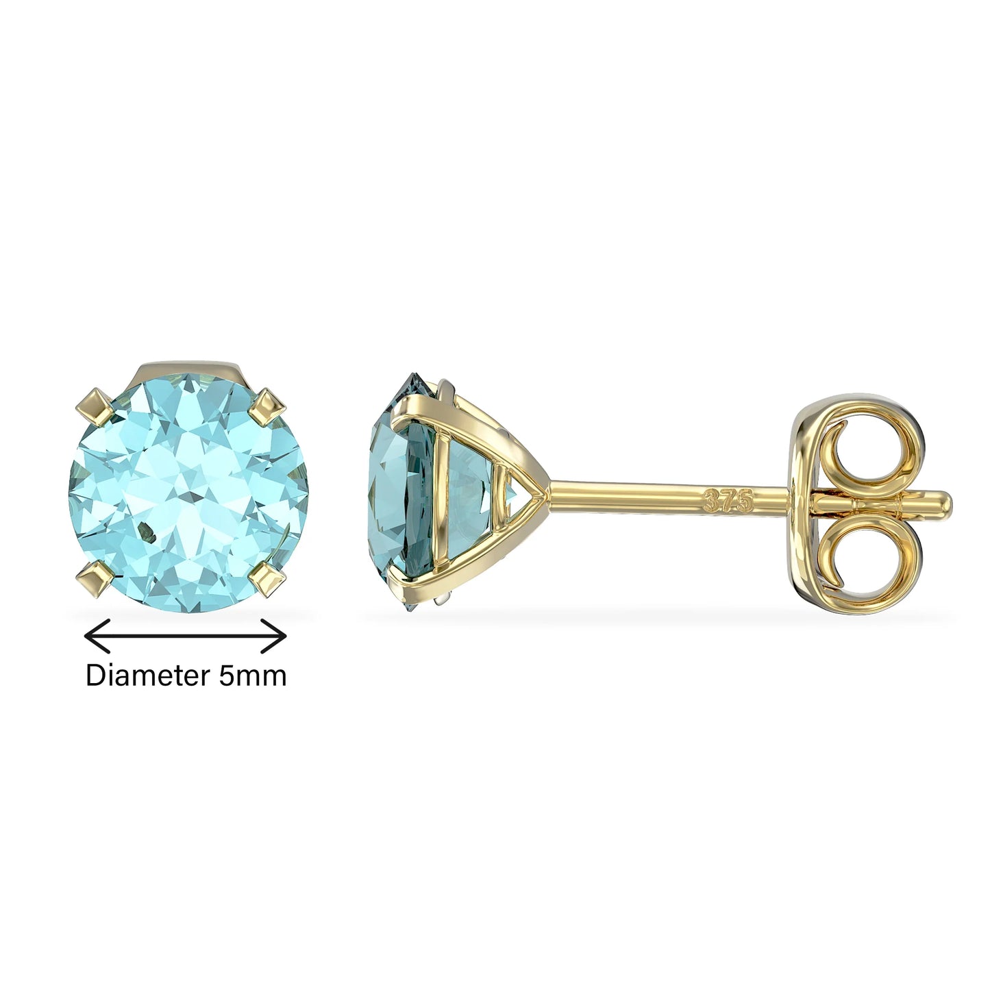 March Birthstone Aquamarine Stud Earrings