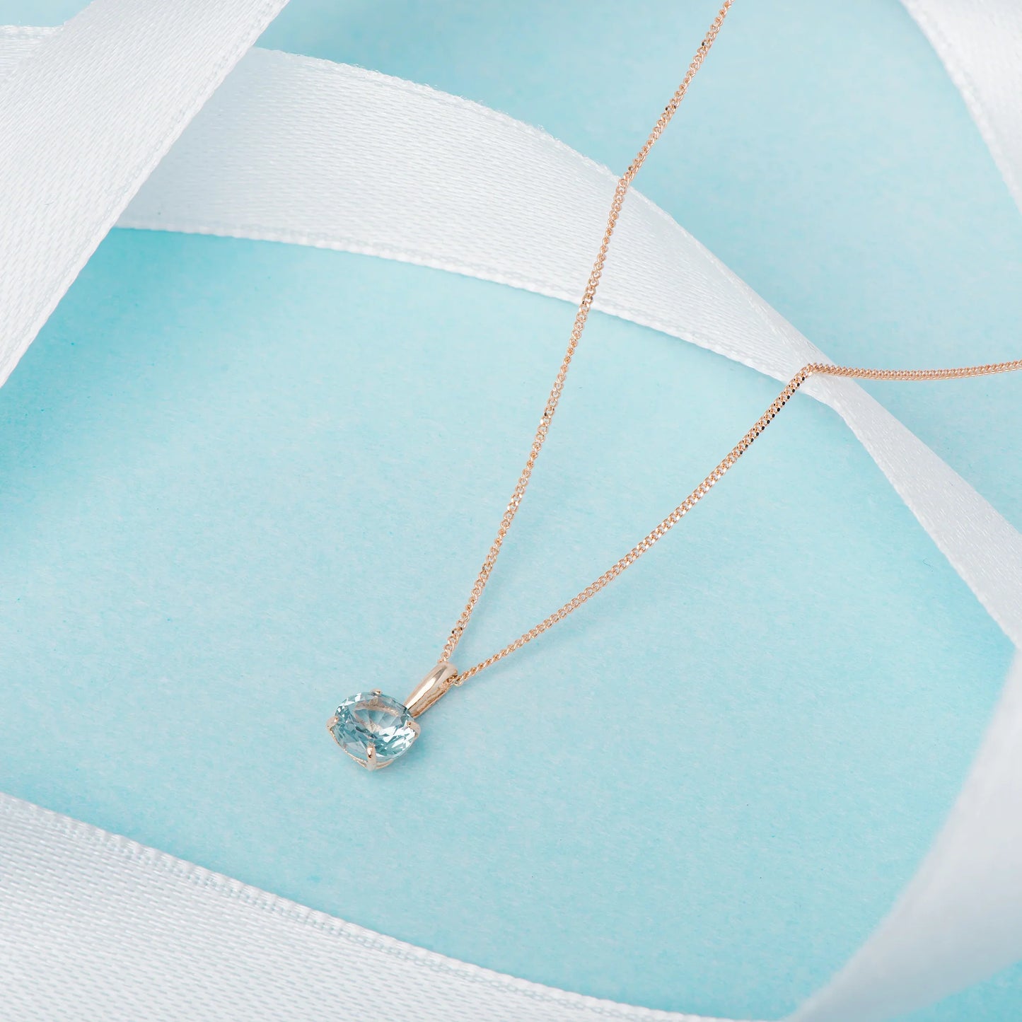 March Birthstone Aquamarine Pendant Necklace