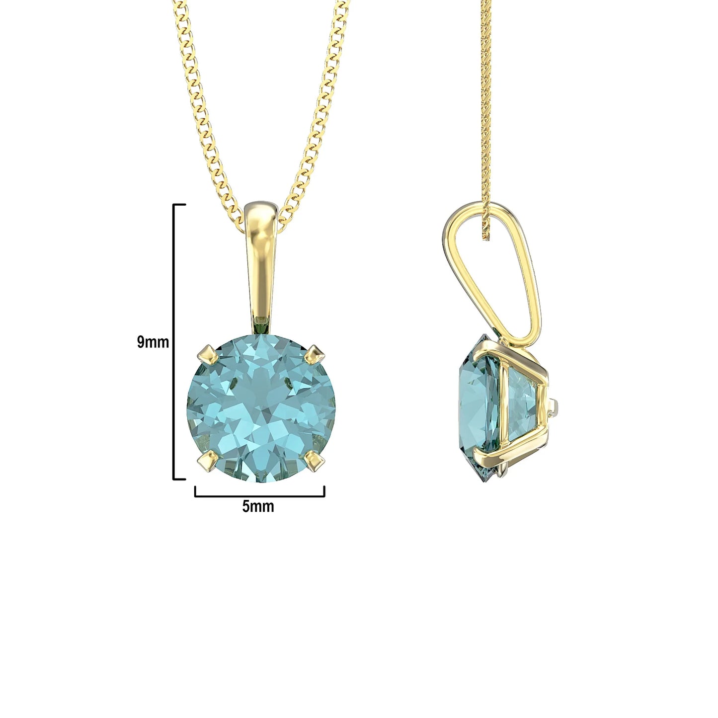 March Birthstone Aquamarine Pendant Necklace