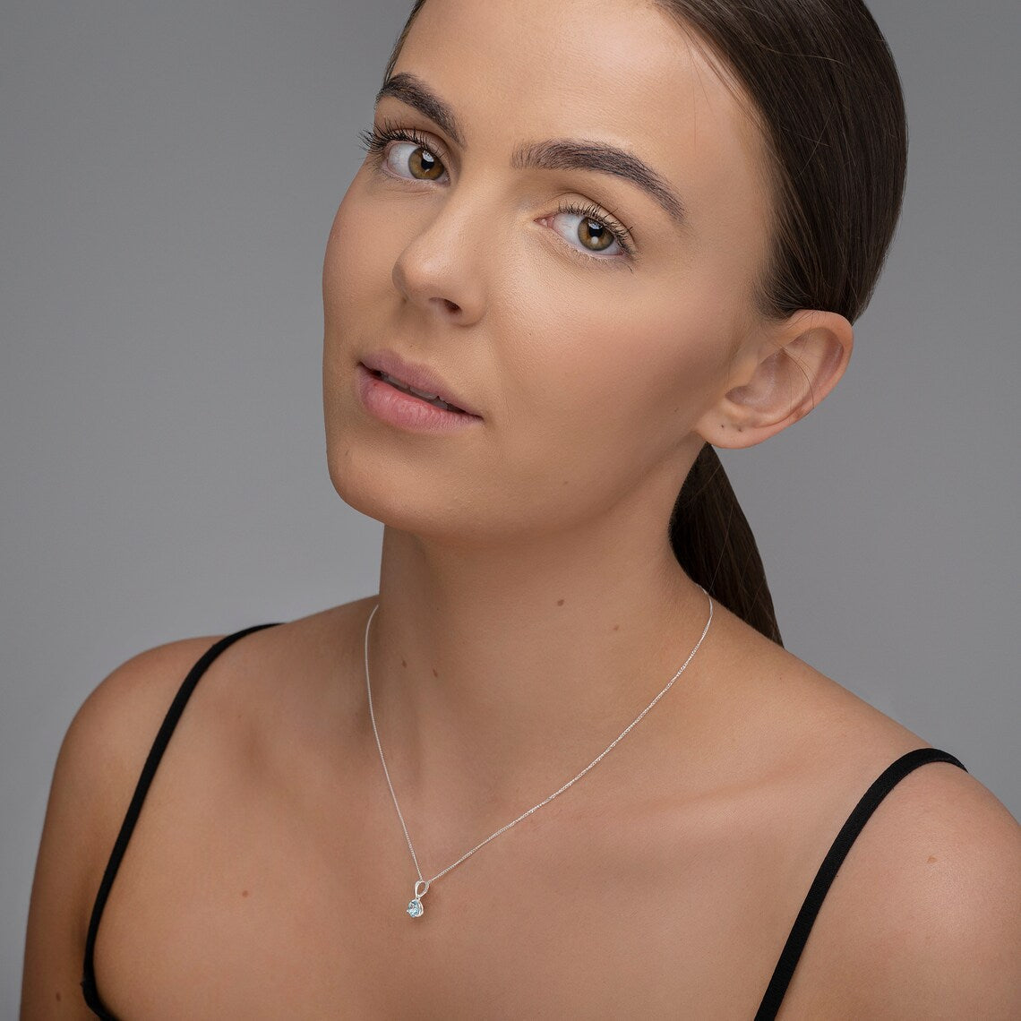 March Birthstone Pendant Necklace