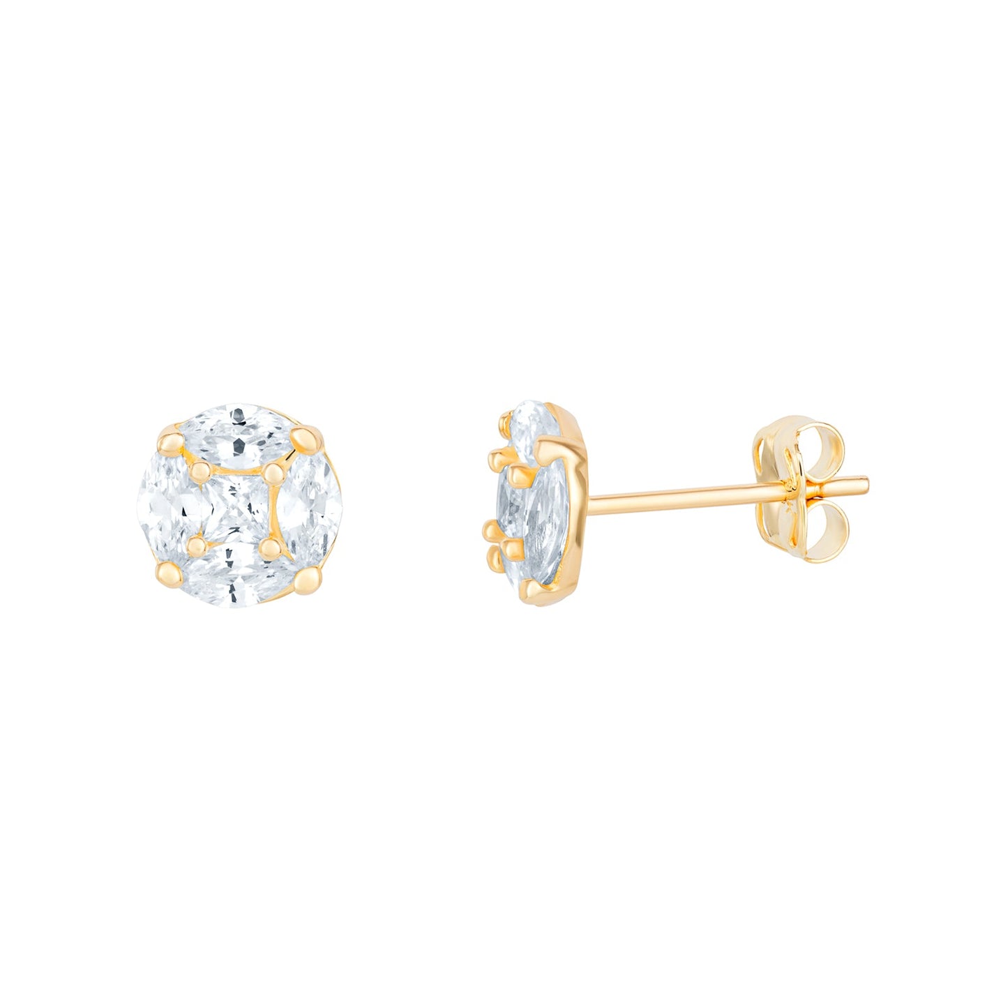 Marquise Round Cubic Zirconia Stud Earrings