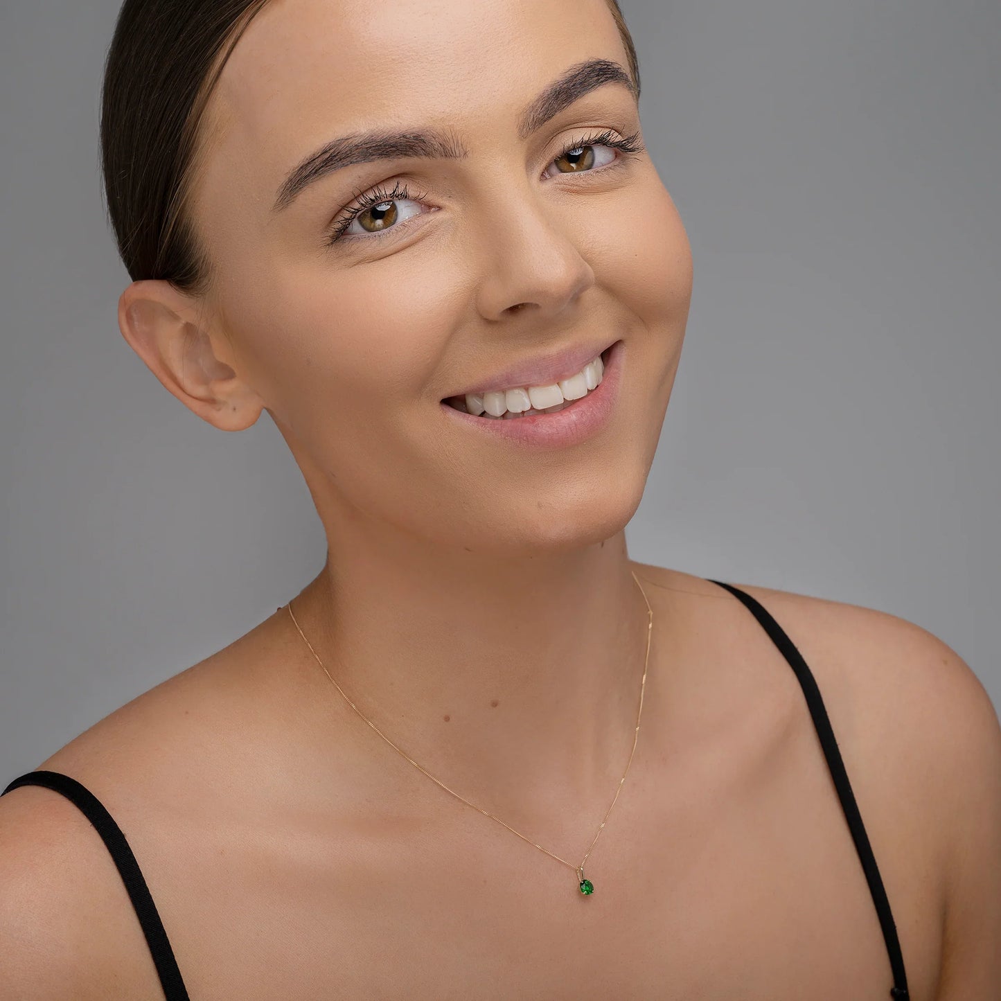 May Birthstone Emerald Pendant Necklace