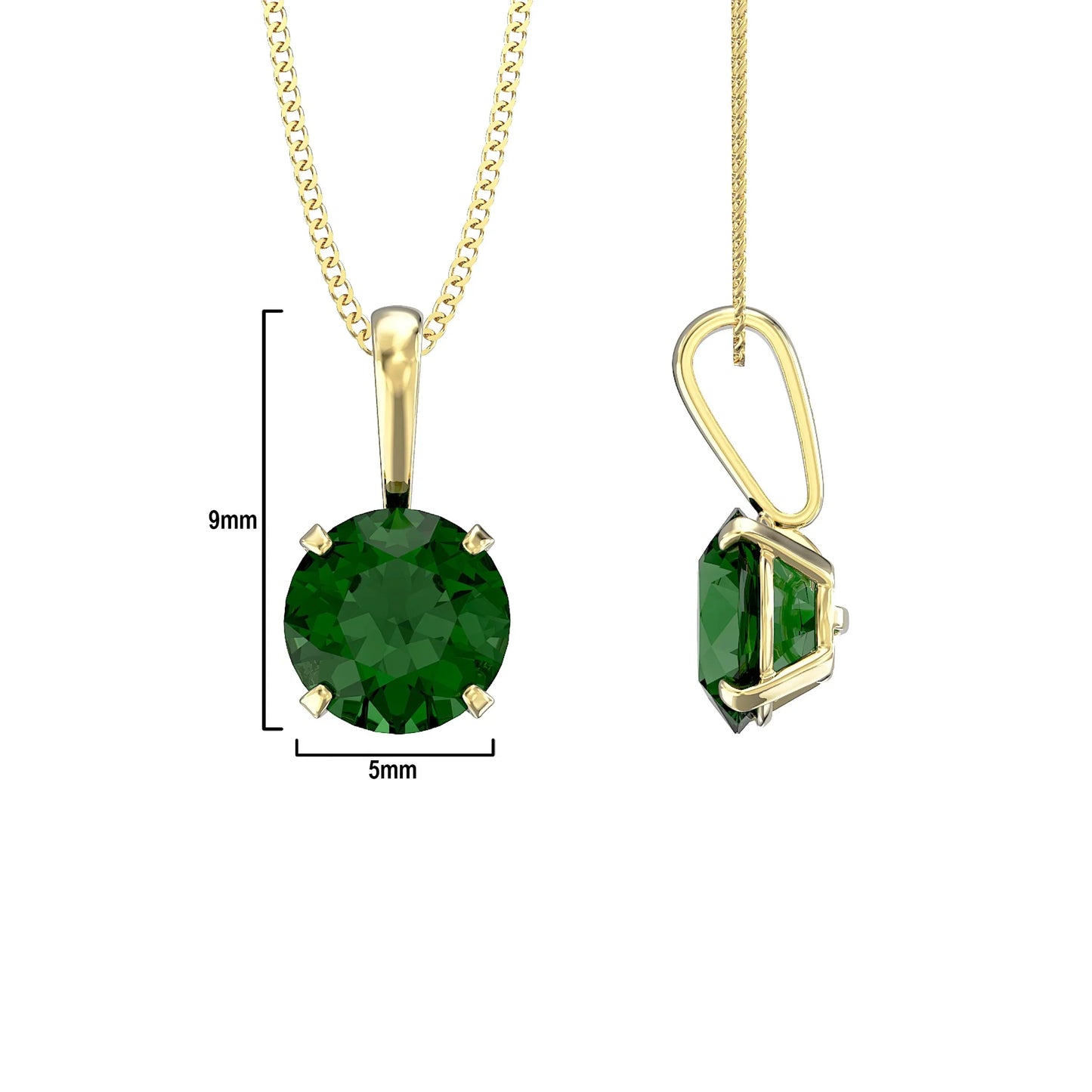 May Birthstone Emerald Pendant Necklace