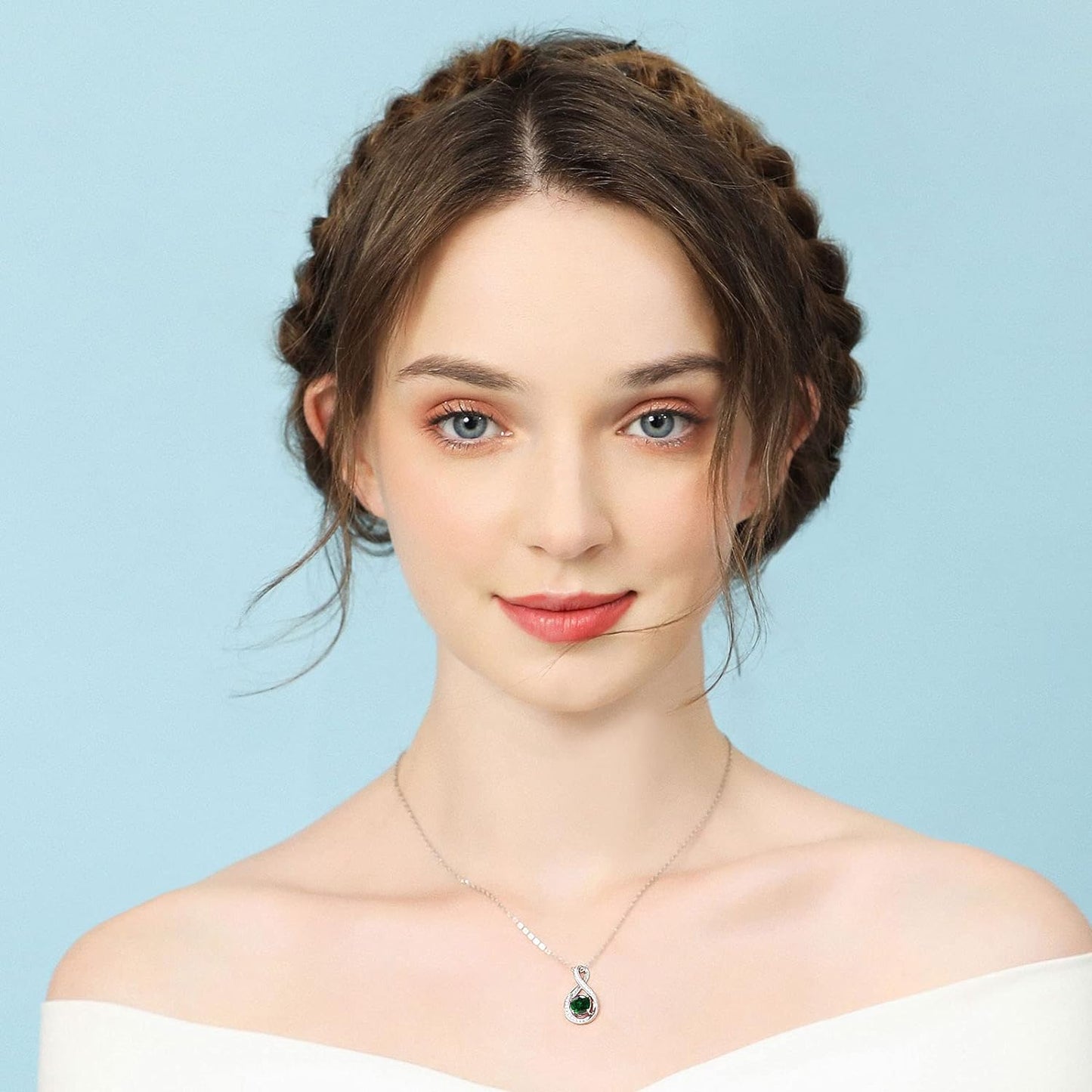 May Birthstone Infinity Pendant Necklace