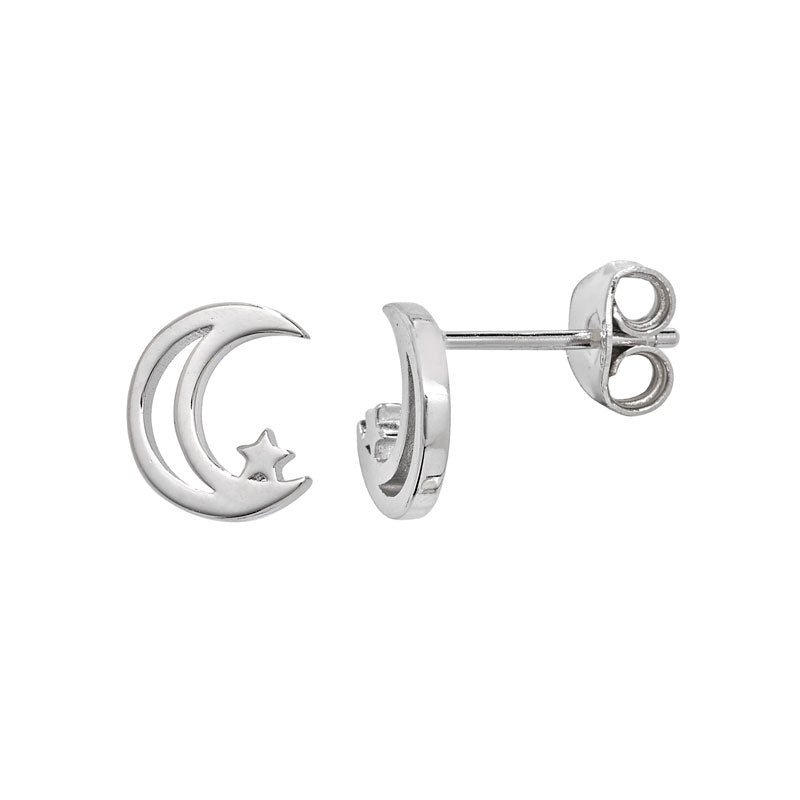 Moon & Star Stud Earrings
