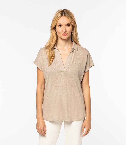 Linen Polo Shirt: Womens