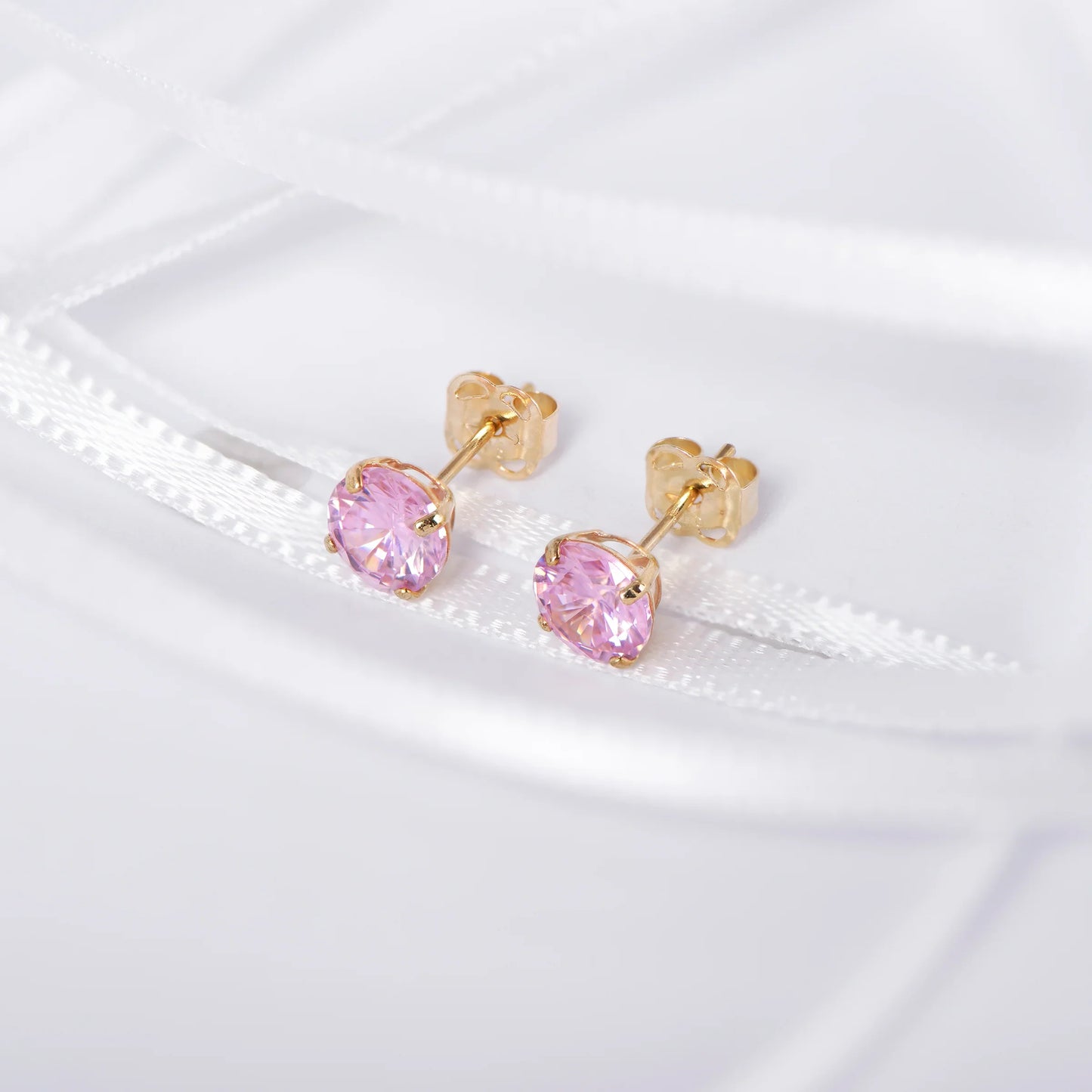 October Birthstone Pink Tourmaline Stud Earrings