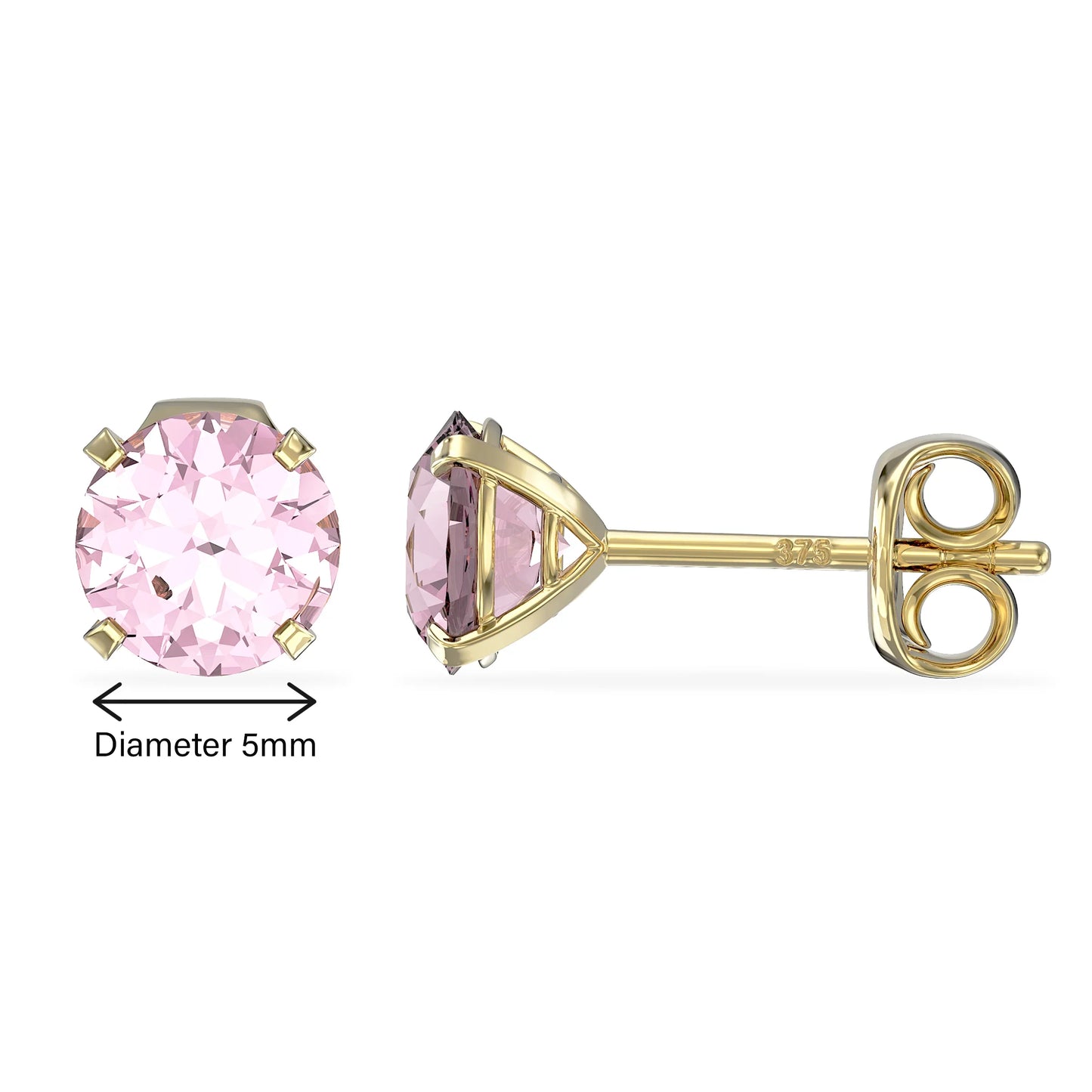 October Birthstone Pink Tourmaline Stud Earrings